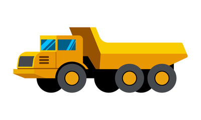 Articulated dump truck minimalistic icon isolated. Construction equipment isolated vector. Heavy equipment vehicle. Color icon illustration on white background.