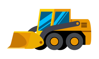 Obraz na płótnie Canvas Wheeled skid steer loader minimalistic icon isolated. Construction equipment isolated vector. Heavy equipment vehicle. Color icon illustration on white background.