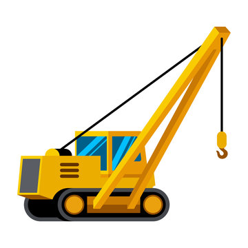 Pipelayer vehicle minimalistic icon isolated. Construction equipment isolated vector. Heavy equipment vehicle. Color icon illustration on white background.