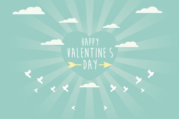 Valentine day heart flying on the sky abstract background. illustration vector