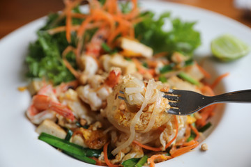 Thai food padthai fried noodle with shrimp