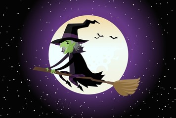 Obraz na płótnie Canvas evil witch flying