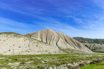 Hilly mountains in the valley, mountain landscape