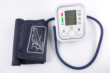 A digital blood pressure equipment isolated on white.
