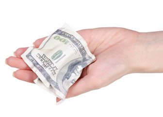 The money dollars in hand