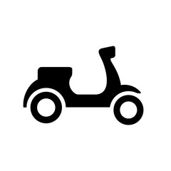 Black and White scooter silhouette, isolated on white background. Vector Illustration.