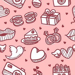 seamless pattern about valentines day. valentines day seamless pattern. background for valentines day. Vector Illustration.