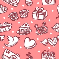seamless pattern about valentines day. valentines day seamless pattern. background for valentines day. Vector Illustration.