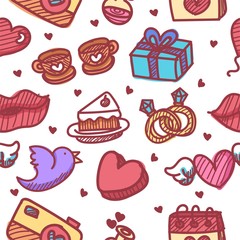 seamless pattern about valentines day. valentines day seamless pattern. background for valentines day. Vector Illustration.