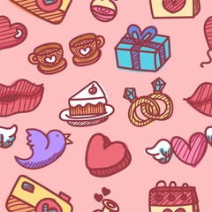 seamless pattern about valentines day. valentines day seamless pattern. background for valentines day. Vector Illustration.