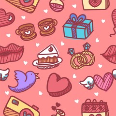 seamless pattern about valentines day. valentines day seamless pattern. background for valentines day. Vector Illustration.