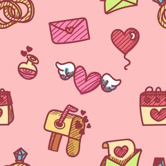 seamless pattern about valentines day. valentines day seamless pattern. background for valentines day. Vector Illustration.