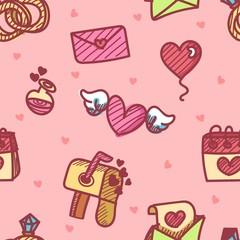 seamless pattern about valentines day. valentines day seamless pattern. background for valentines day. Vector Illustration.