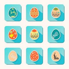 Easter eggs icons set