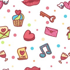 seamless pattern about valentines day. valentines day seamless pattern. background for valentines day. Vector Illustration.