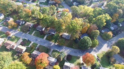 Suburban America Aerial in Autumn