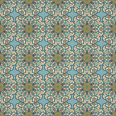 Ornate floral seamless texture, endless pattern with vintage mandala elements.