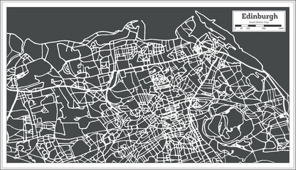 Edinburgh Scotland City Map in Retro Style. Outline Map.