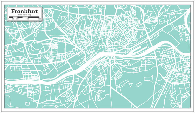 Frankfurt Germany City Map in Retro Style.