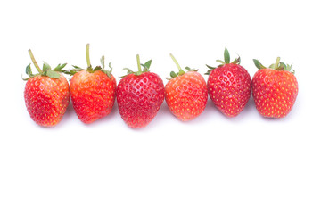 Fresh organics strawberries isolated on white background