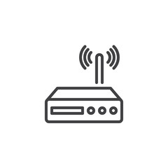 Wi-fi router line icon, outline vector sign, linear style pictogram isolated on white. Wireless modem symbol, logo illustration. Editable stroke