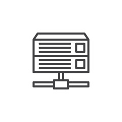 Database server line icon, outline vector sign, linear style pictogram isolated on white. Computer rack server symbol, logo illustration. Editable stroke
