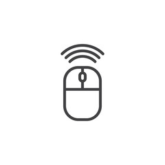 Wireless connection mouse line icon, outline vector sign, linear style pictogram isolated on white. Mouse click symbol, logo illustration. Editable stroke