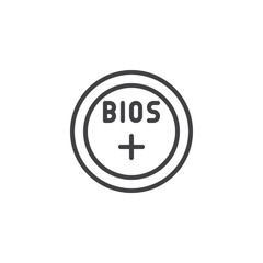 Bios battery line icon, outline vector sign, linear style pictogram isolated on white. Symbol, logo illustration. Editable stroke