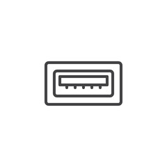 USB port line icon, outline vector sign, linear style pictogram isolated on white. Symbol, logo illustration. Editable stroke