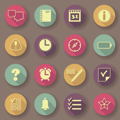 Organizer icons. Bright colors. Vector buttons. Original design