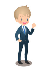 拳を握るスーツ姿の若い男性ビジネスマン