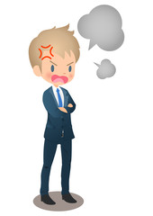 激しく怒るスーツ姿の若い男性ビジネスマン