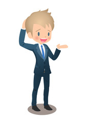 言い訳をするスーツ姿の若い男性ビジネスマン