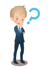 考えるスーツ姿の若い男性ビジネスマン