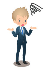 がっかりするスーツ姿の若い男性ビジネスマン