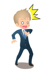 ショックをうけるスーツ姿の若い男性ビジネスマン