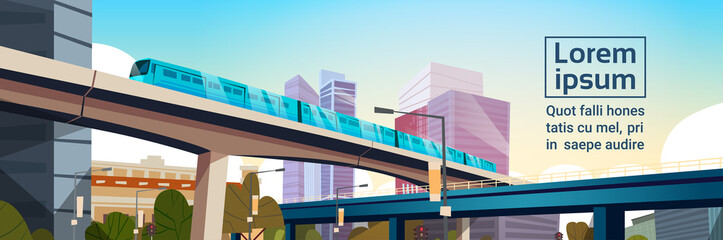 Modern City Panorama With High Skyscrapers And Subway Cityscape Template Background Horizontal Banner Flat Vector Illustration