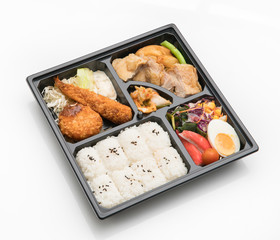 japanese cuisine. lunch box set on the background