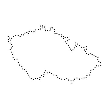 Abstract schematic map of Czech Republic from the black dots along the perimeter of vector illustration