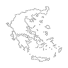 Abstract schematic map of Greece from the black dots along the perimeter of vector illustration