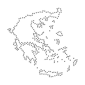 Abstract schematic map of Greece from the black dots along the perimeter of vector illustration