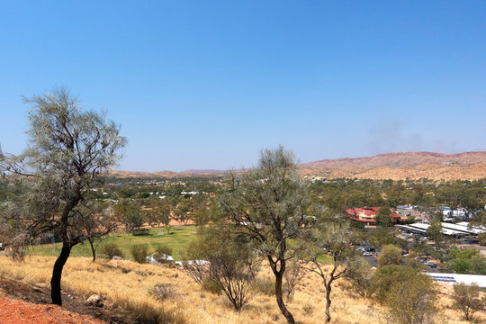 Smoke Behind Hill Seen From Anzac Hill In Alice Springs