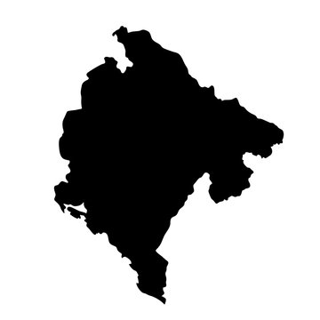 black silhouette country borders map of Montenegro on white background of vector illustration