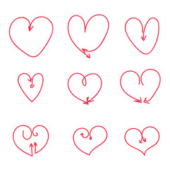 Heart arrow set love valentines day line
