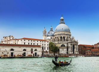 Obraz na płótnie Canvas Venice, view of the the Grand canal and cathedral Santa Maria della Salute