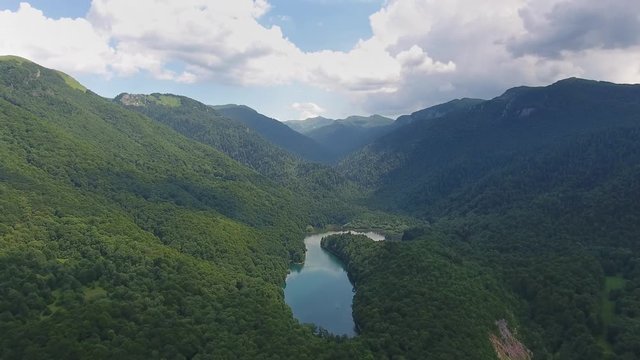 Aerial view on Lake Biograd (Biogradsko jezero), Montenegro, 4k
