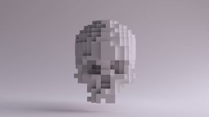 White Skull made of Cubes 3d illustration