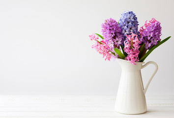 Lilac and pink hyacinths.