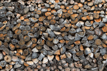 Pile of wood logs. Wood texture background or pattern