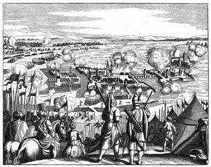 Siege of Szigetvár Fortress by ottomans, 1566 (from Spamers Illustrierte  Weltgeschichte, 1894, 5[1], 464)